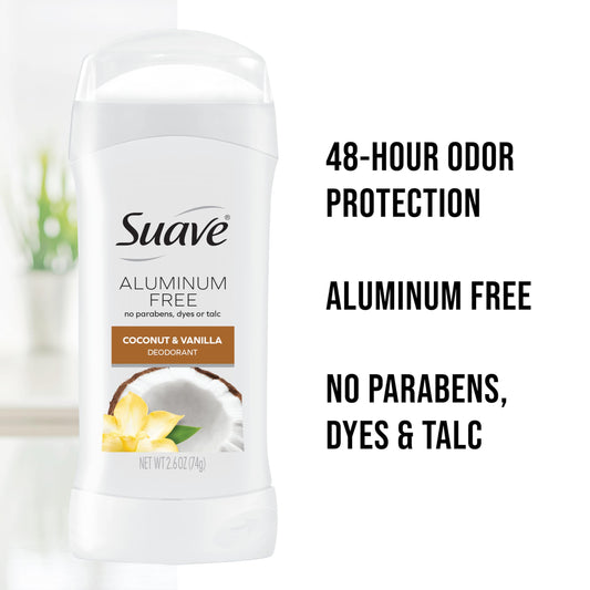 Suave aluminum-free deodorant two-pack highlighting gentle all-day protection
