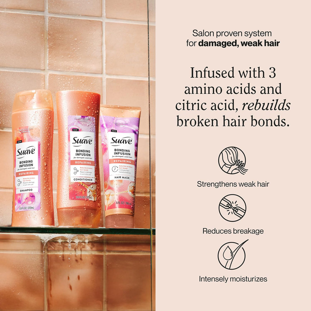 Suave Bonding Infusion Hair Mask jar with rich, reparative formula.