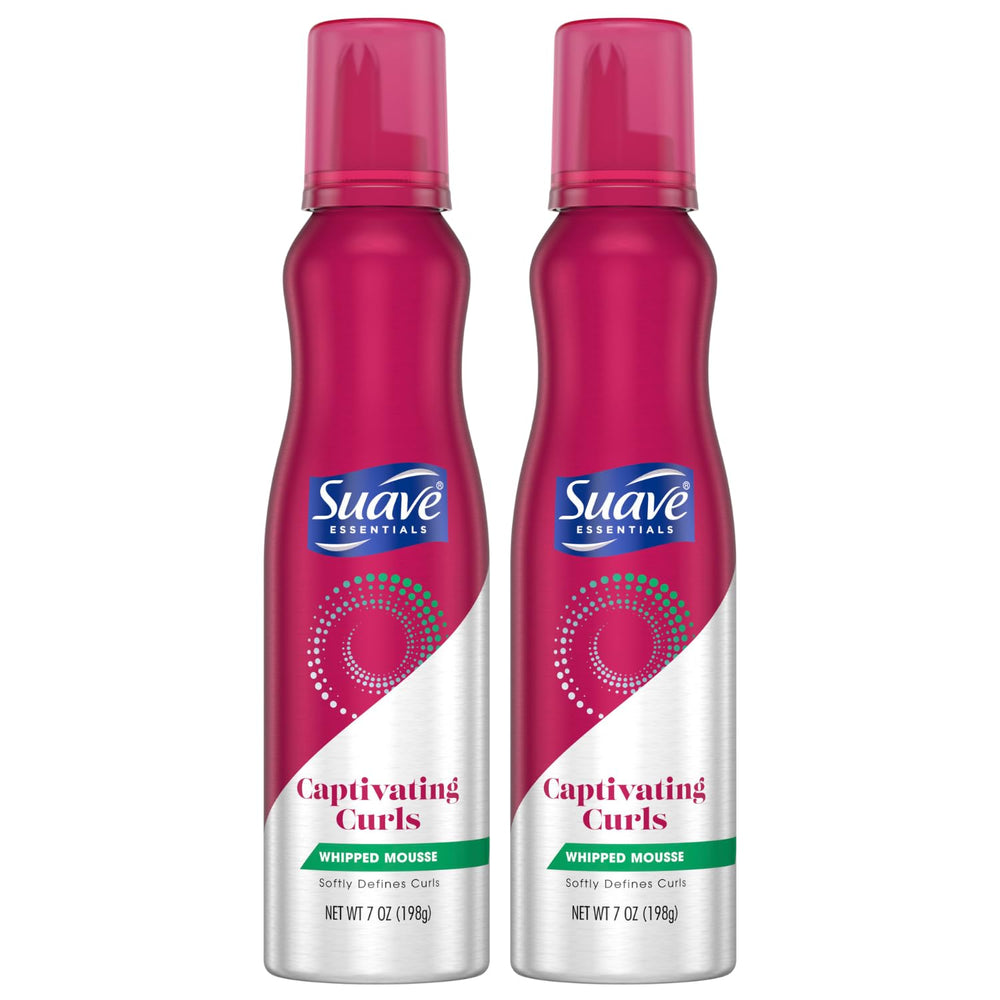 Suave Captivating Curls Whipped Mousse bottle ready for easy styling and definition