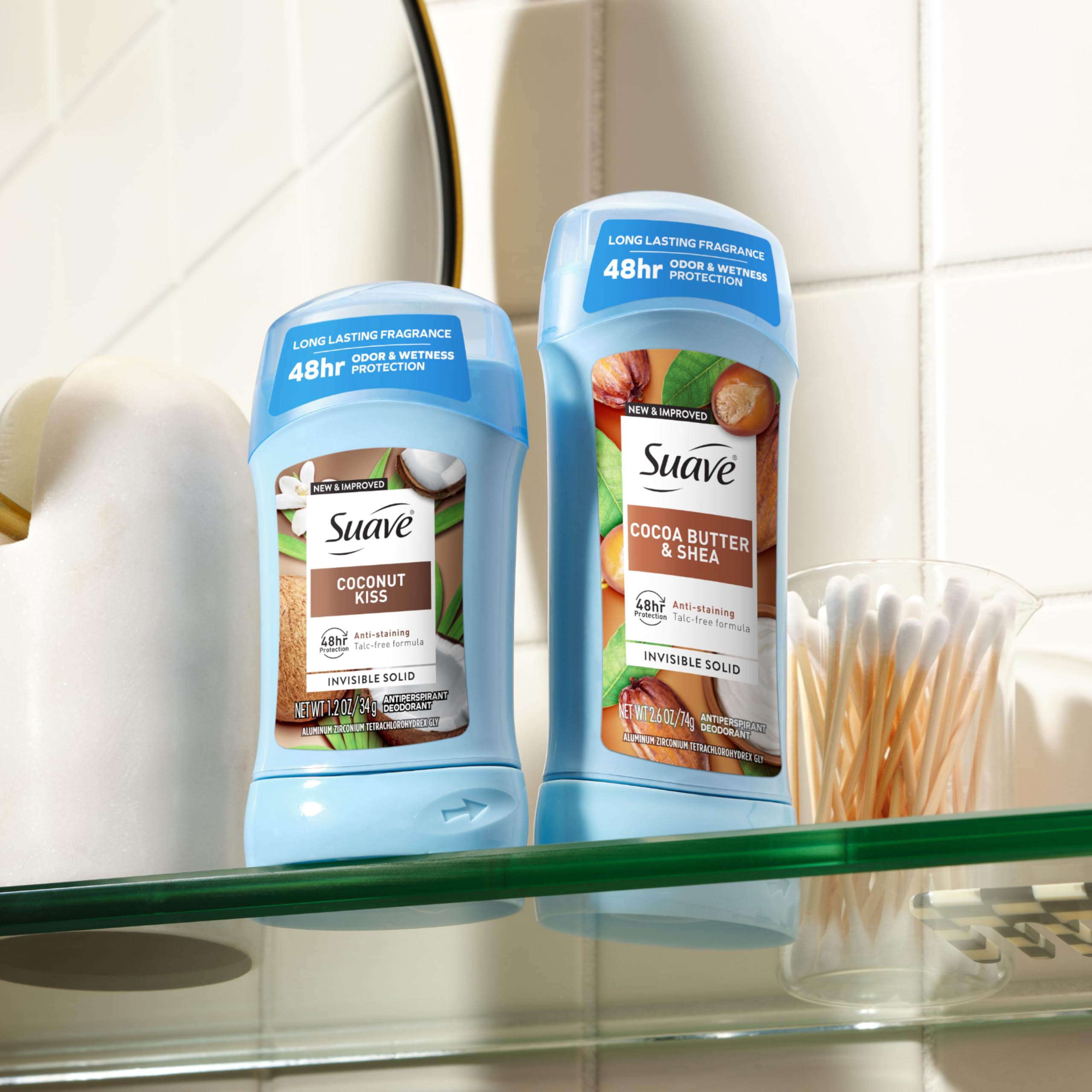 Fragrance range visual for Suave Cocoa Butter & Shea line.