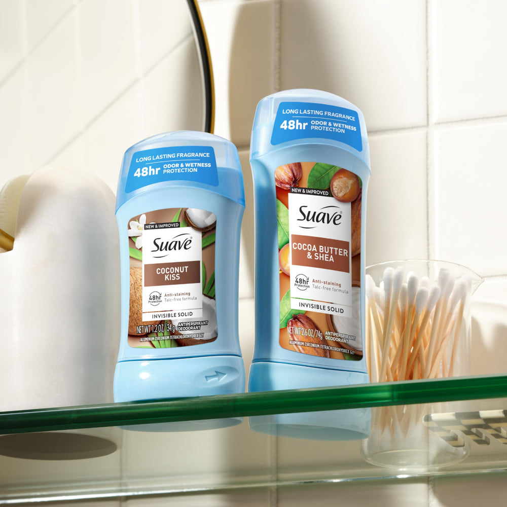 Fragrance range visual for Suave Cocoa Butter & Shea line.