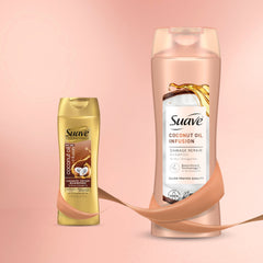 Suave Coconut Oil Infusion Shampoo lather close-up emphasizing cleansing and hydration