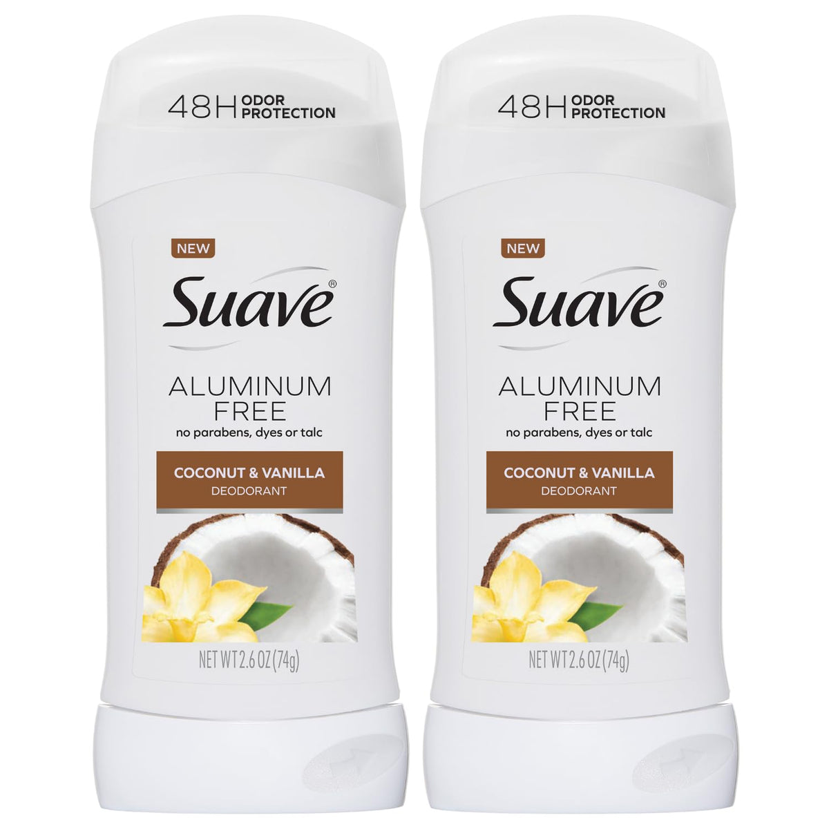Suave Coconut and Vanilla deodorant stick two-pack for daily protection