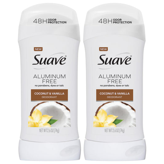 Suave Coconut and Vanilla deodorant stick two-pack for daily protection