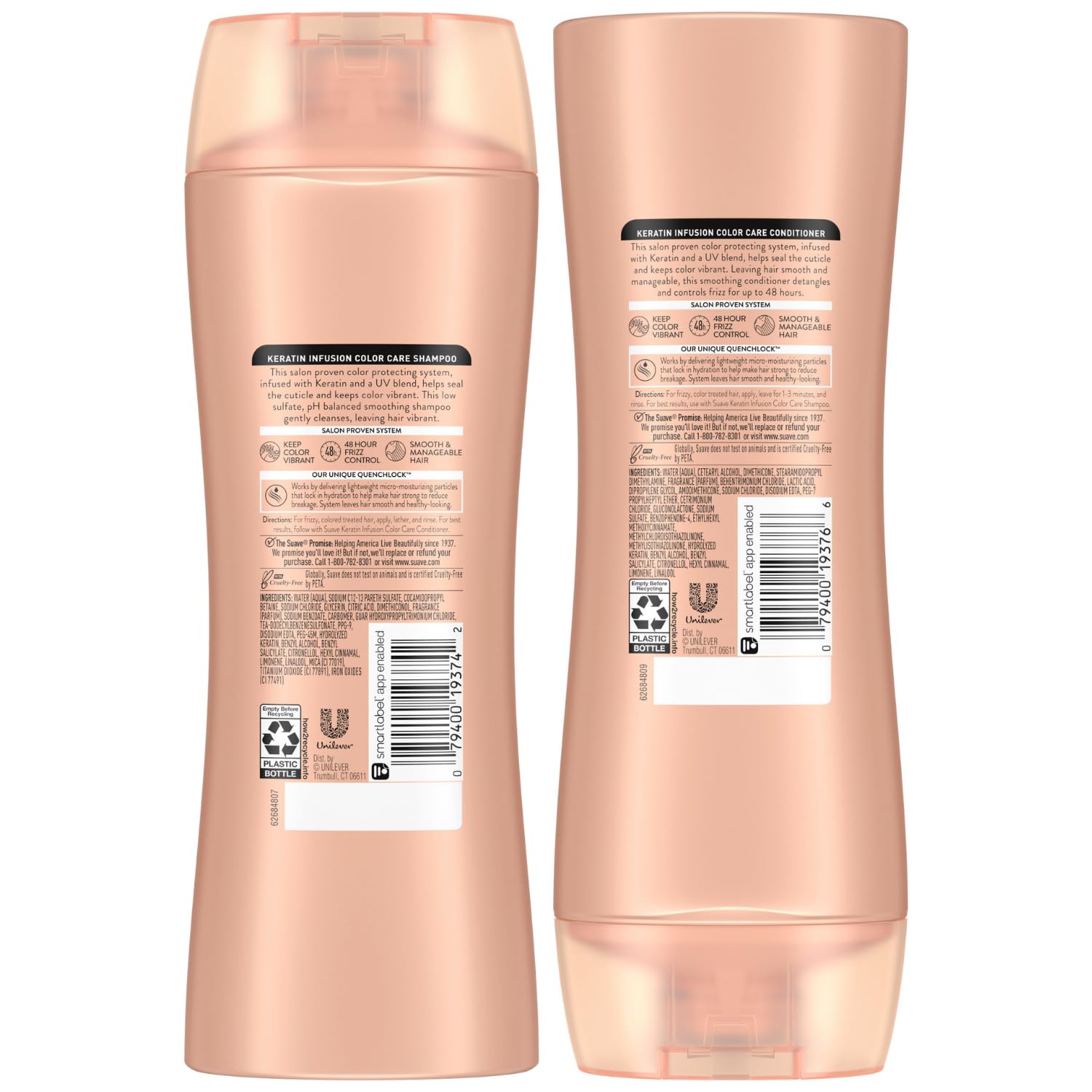 Cruelty-free logo on Suave packaging highlights ethical brand commitment
