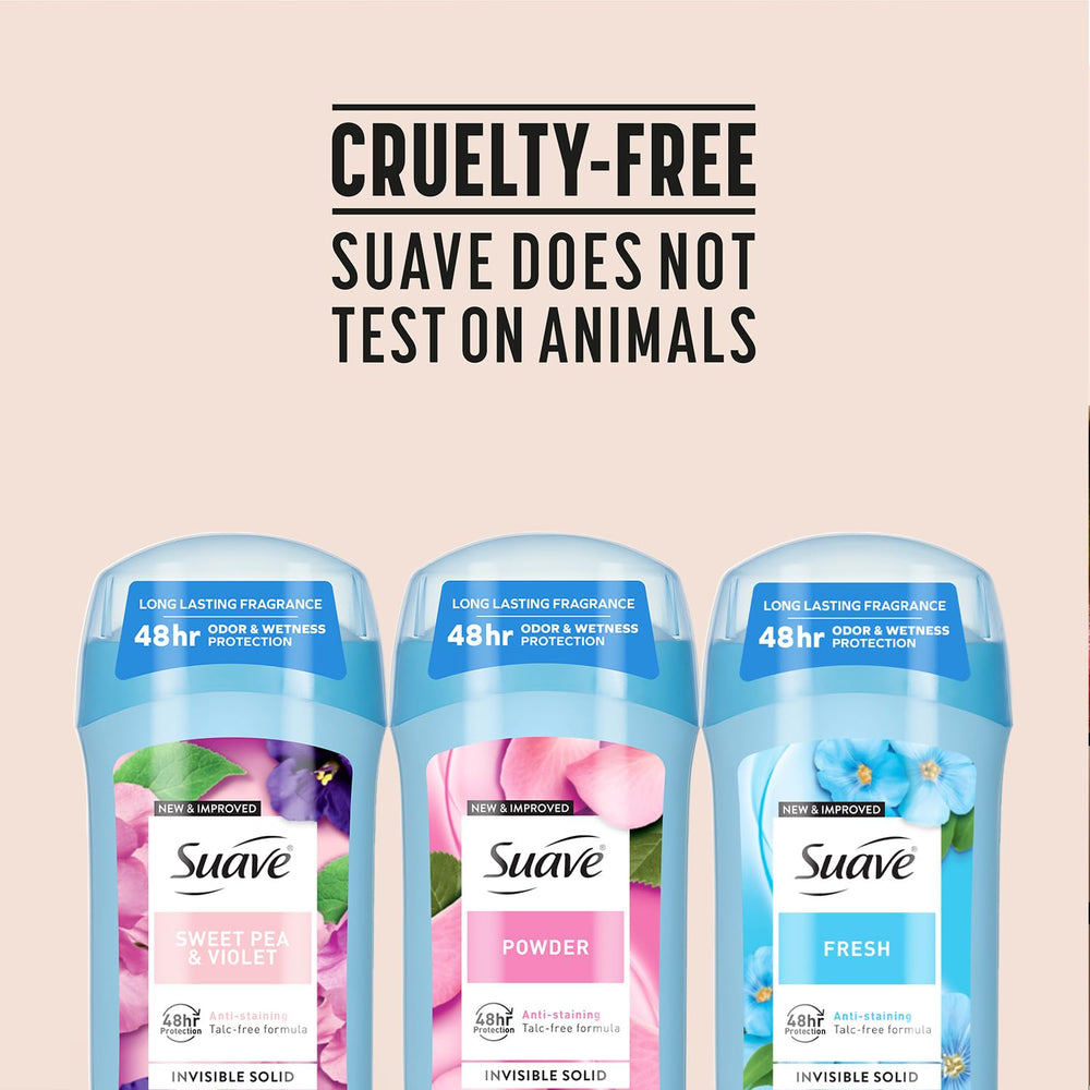 Suave cruelty-free by PETA logo indicating ethical testing practices