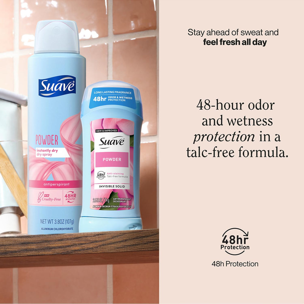 Suave dry spray deodorant bottle ready for quick coverage