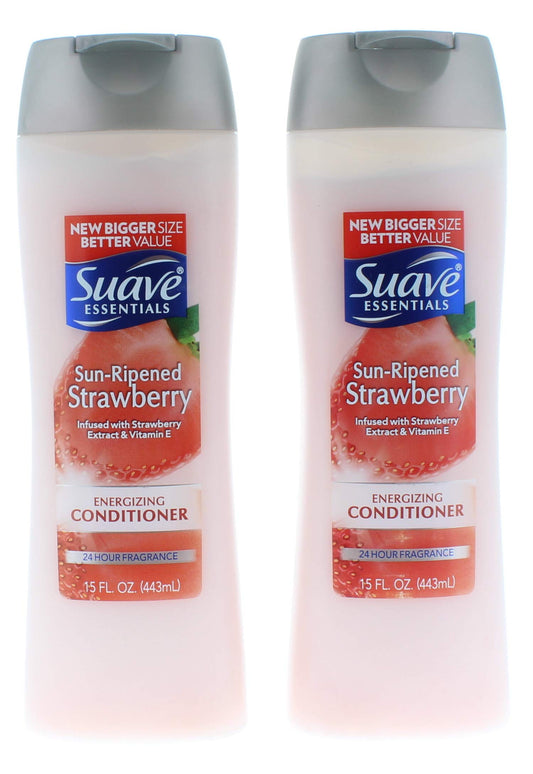 Suave Essentials Sun-Ripened Strawberry Conditioner 2-pack bottle front for smooth, manageable hair.