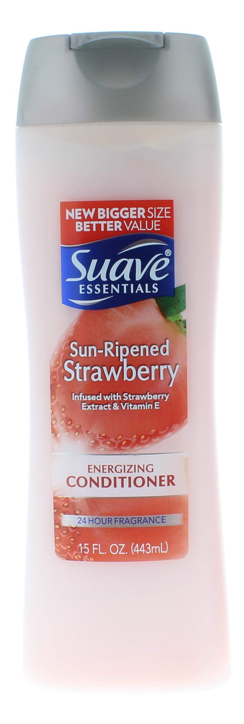 Suave Essentials Sun-Ripened Strawberry Conditioner in use for detangling and shine.