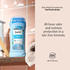 Suave Fresh deodorant stick being applied smoothly for daily protection