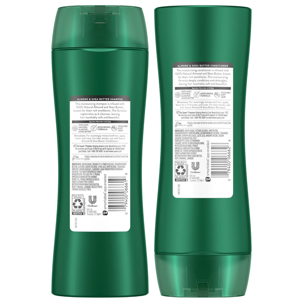 Hair after use appears shiny and manageable with daily Suave care.