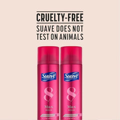 Morning routine with Suave Hairspray in a bathroom setting.