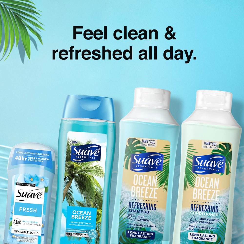 Suave Jasmine Cedarwood scent note on shampoo bottle for daily freshness.