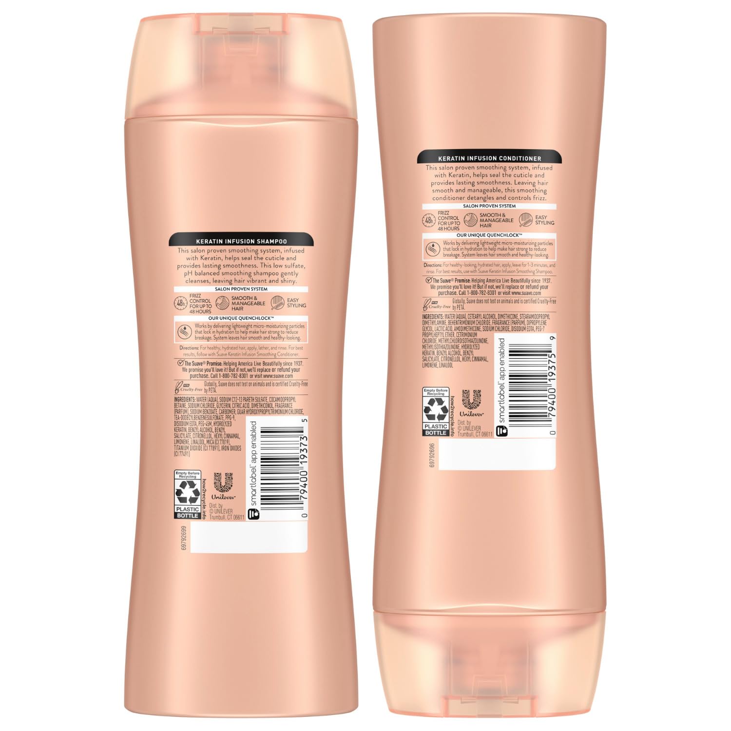 Suave Keratin Infusion cruelty-free logo display signaling ethical choice