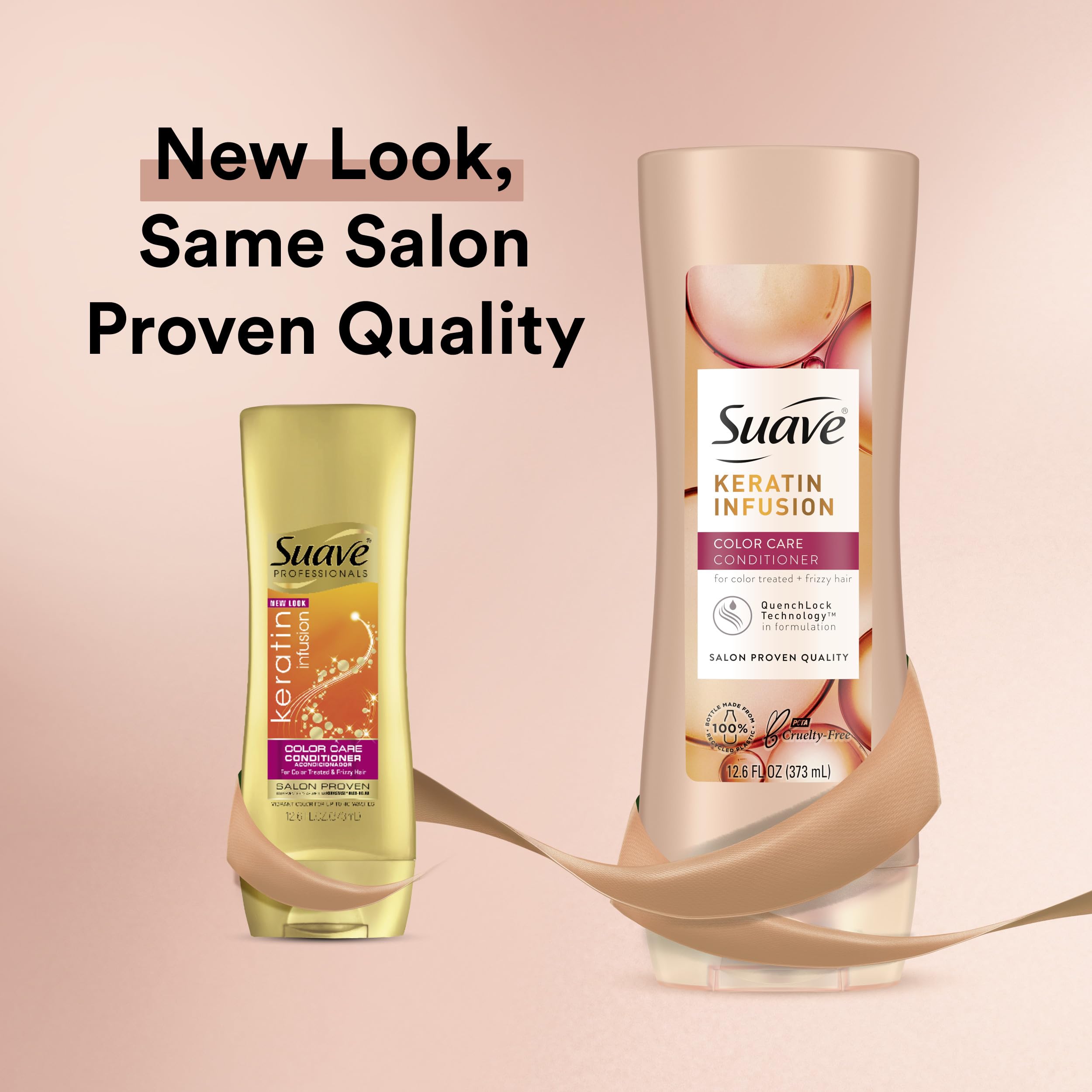 Suave Keratin Infusion duo packaging displayed as a home salon set