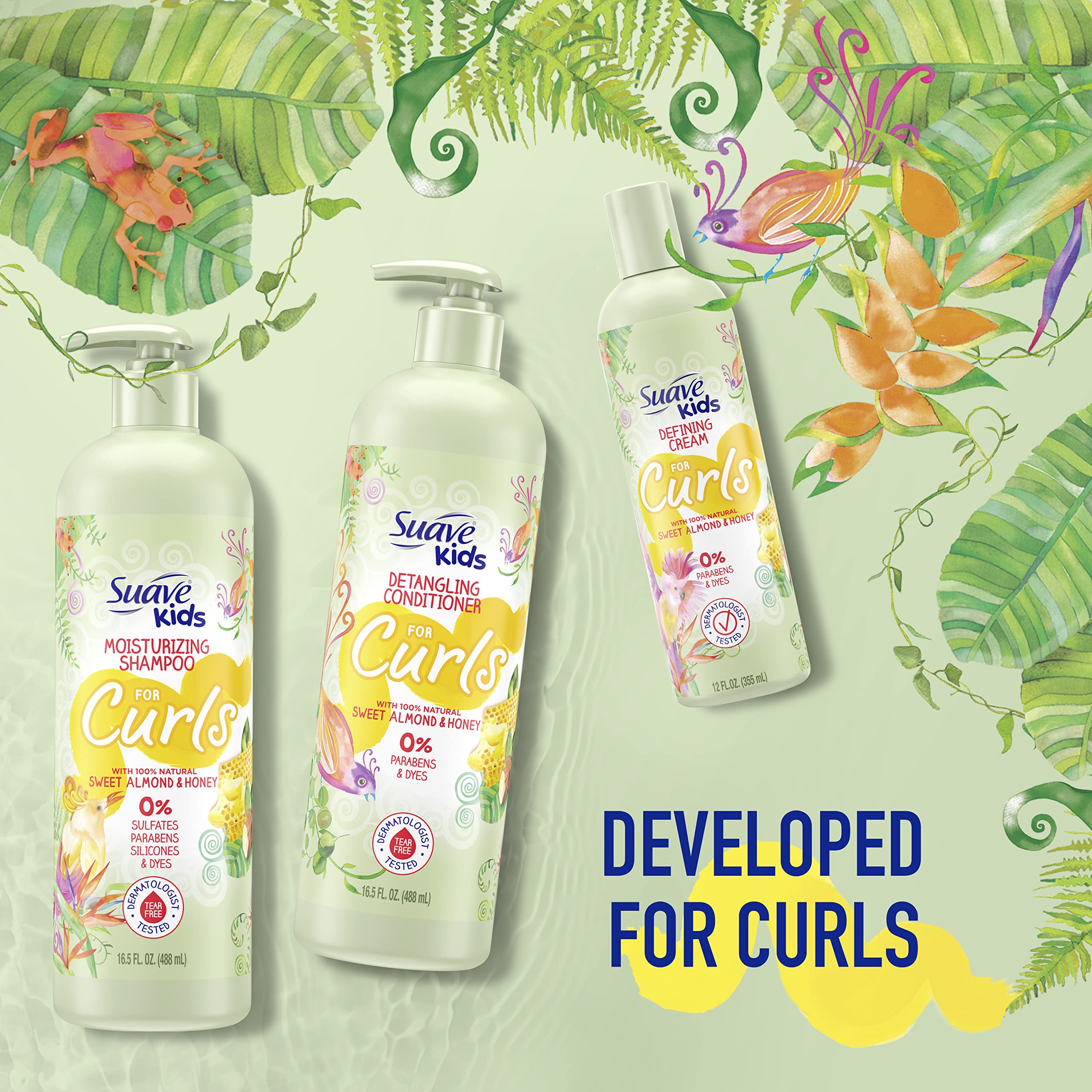 Suave Kids detangler spray nozzle in action for easy detangling