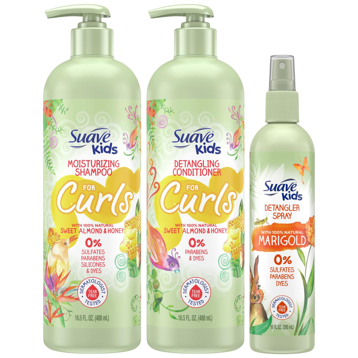 Suave Kids shampoo bottle front with almond honey scent for gentle cleansing