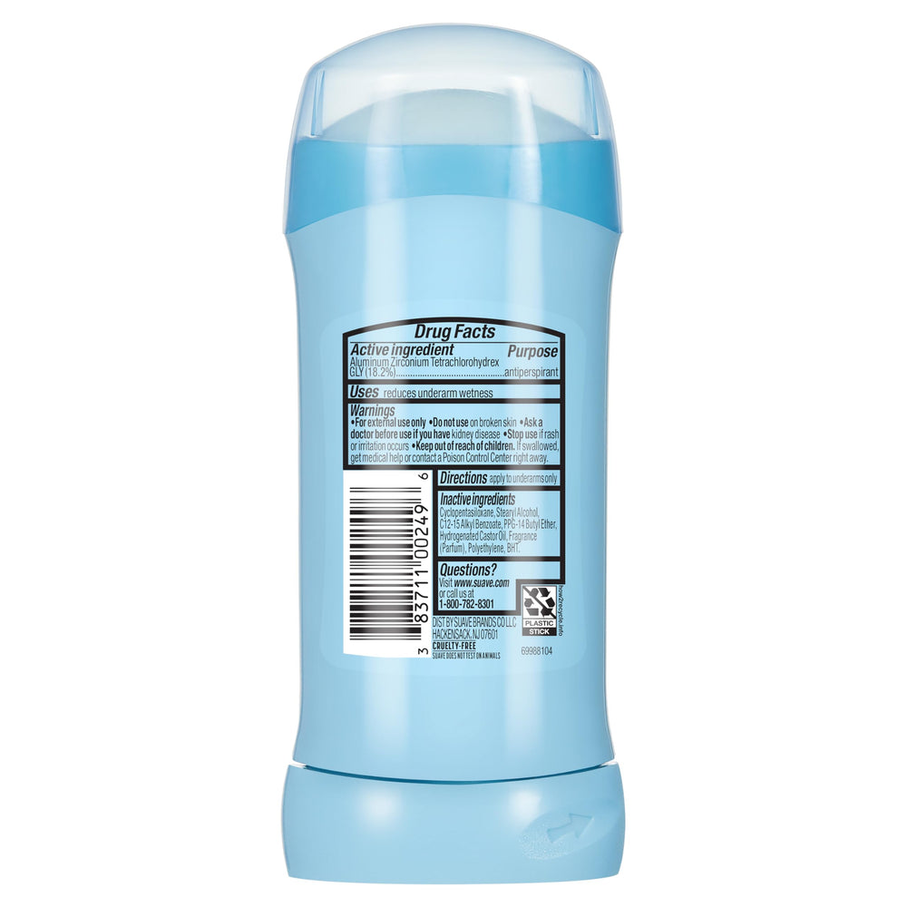 Long-lasting fragrance notes of violet, lilac, and cinnamon in Suave Fresh