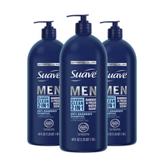 Suave Men 2 in 1 classic clean bottle front highlights bamboo scent for daily use.
