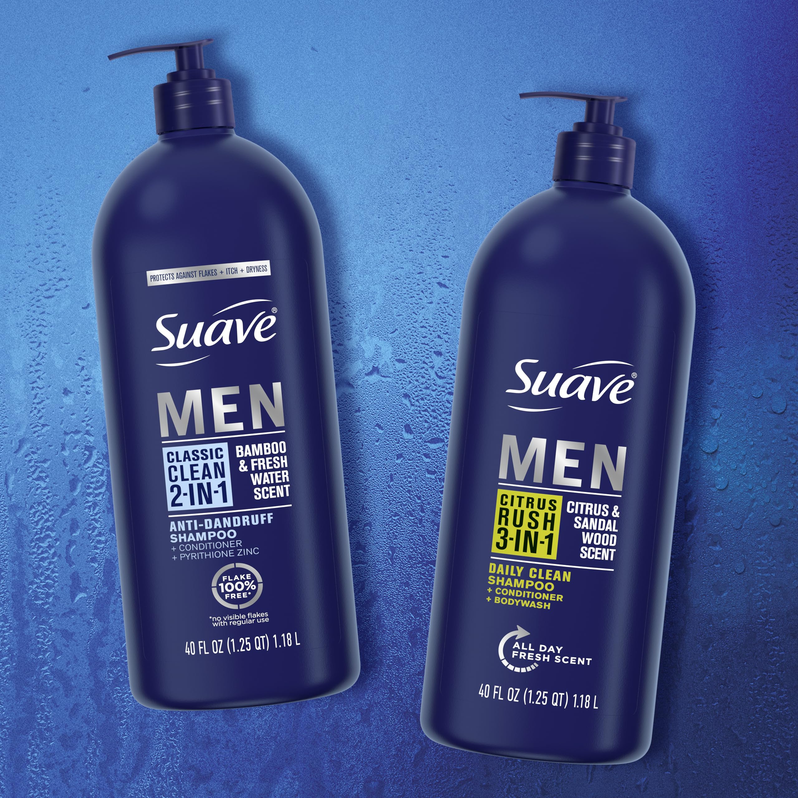Suave Men bamboo scent label communicates refreshing daily use.