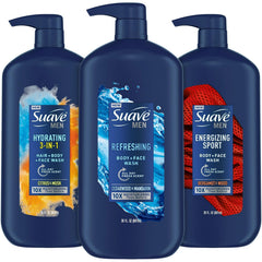 Suave Men Energizing Sport bottle pump for a quick, refreshing shower.