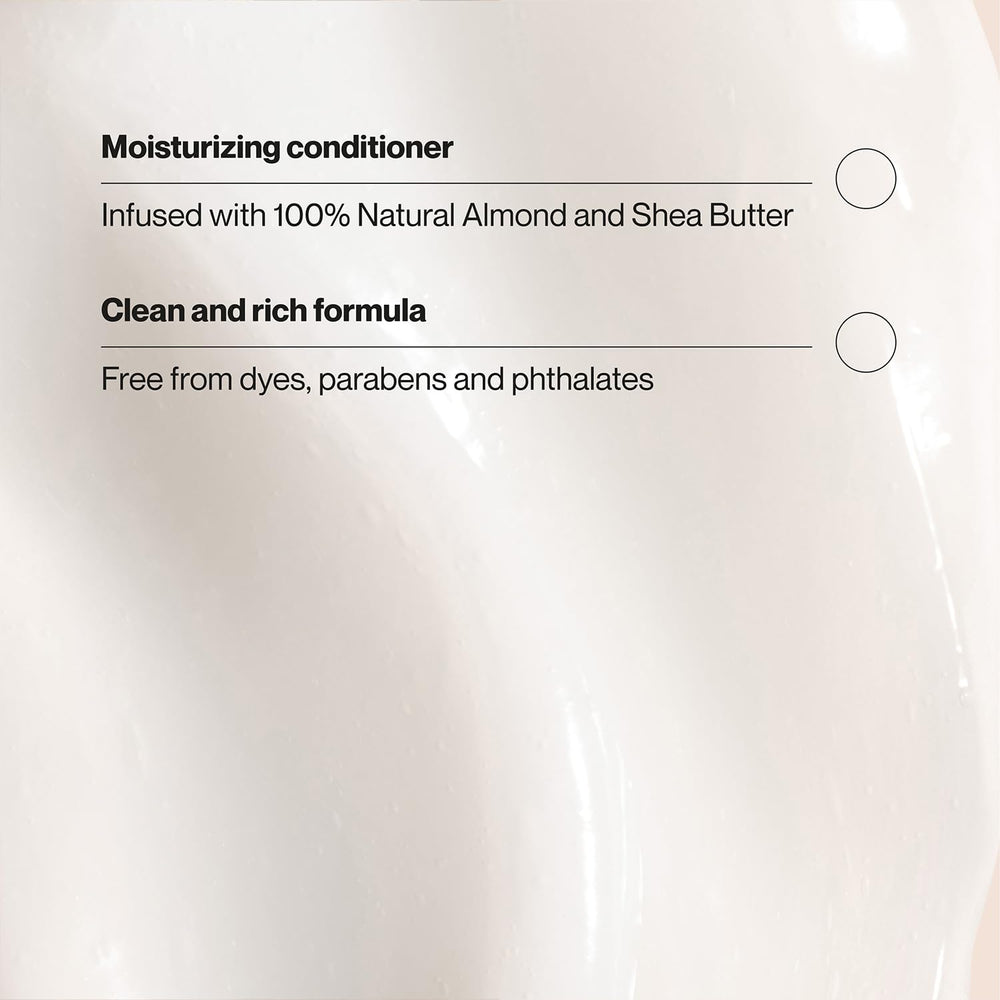 Shower setup showing conditioner being applied to damp hair