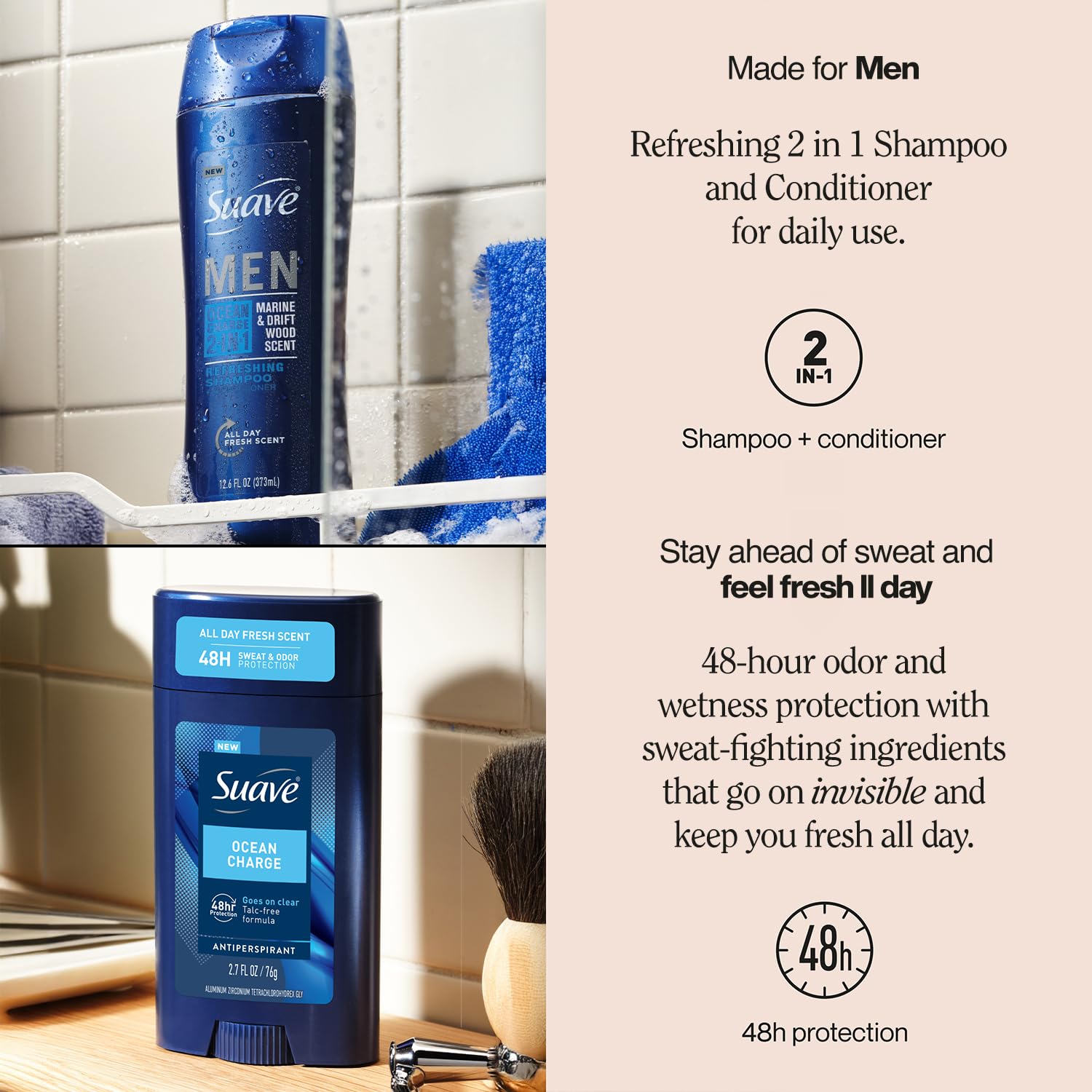 Suave Ocean Charge 2-in-1 shampoo and conditioner bottle