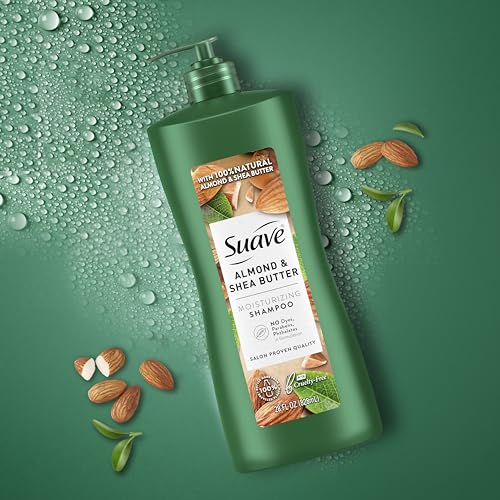 Suave Professionals Almond + Shea Butter System pack shot conveys salon-quality care.