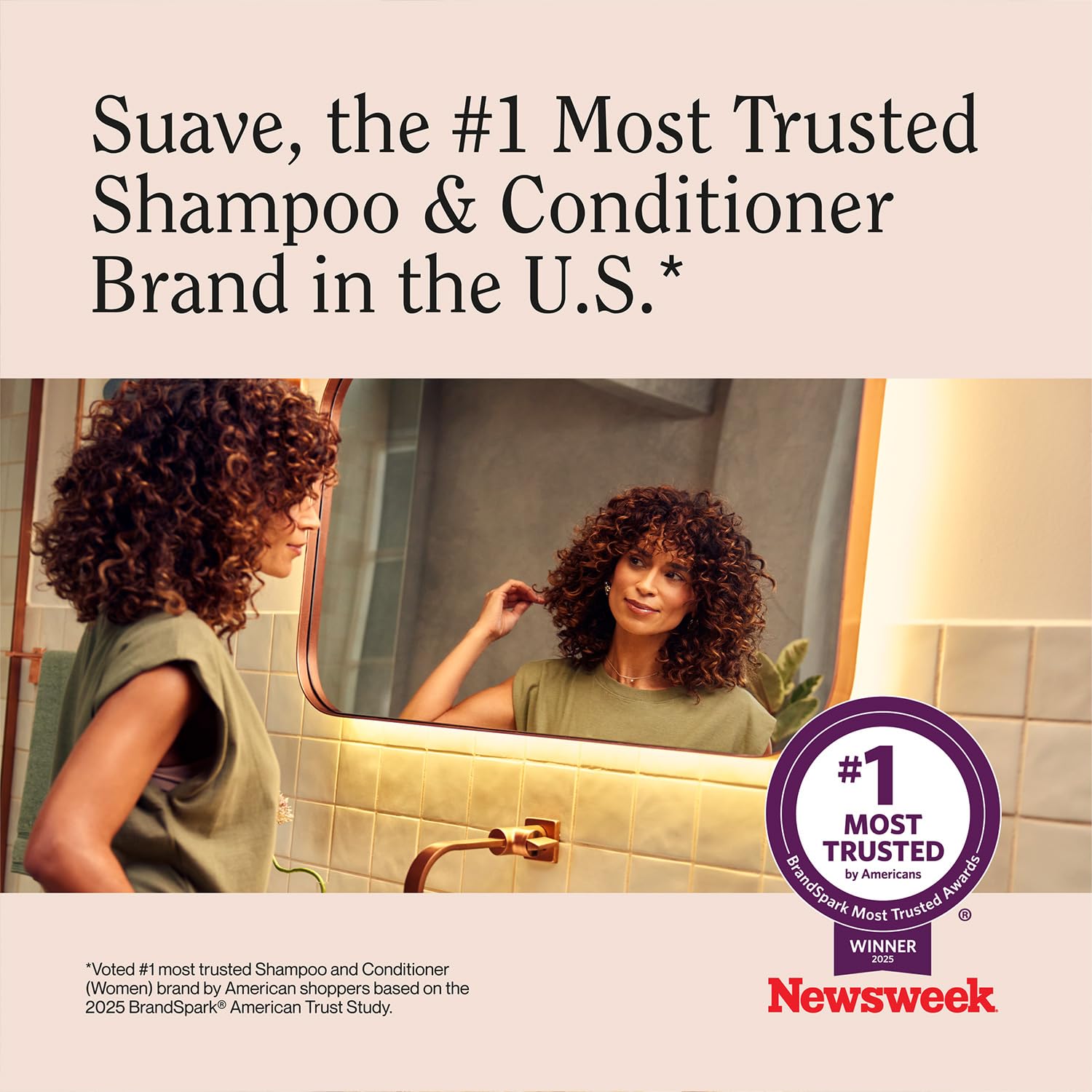 Suave Rosemary & Mint conditioner in use to detangle and smooth hair