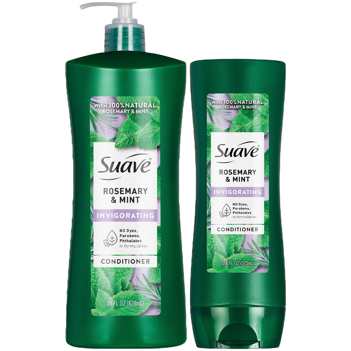 Suave Rosemary & Mint conditioner bottle front showing gentle hydration for dry hair