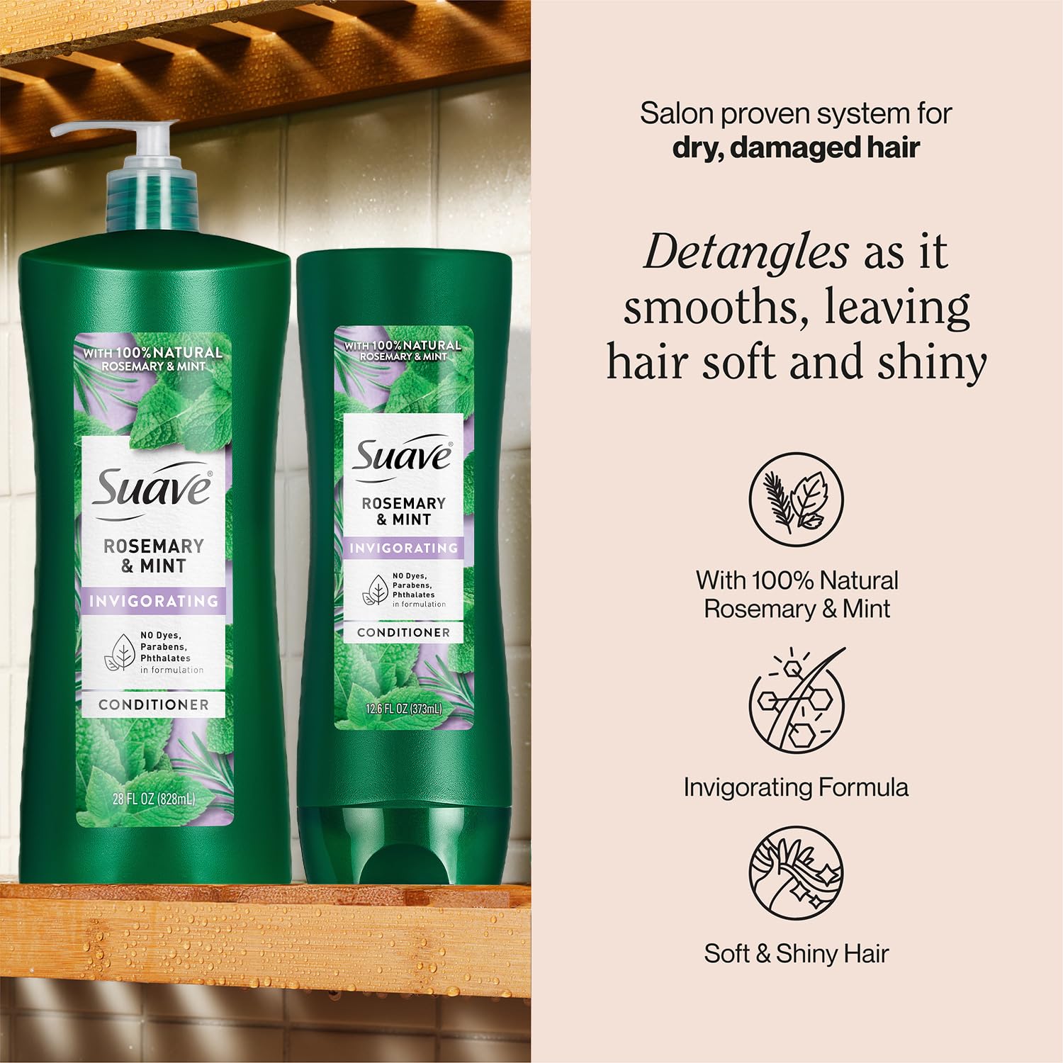 Suave Rosemary & Mint conditioner bundle pack in two sizes for versatile use