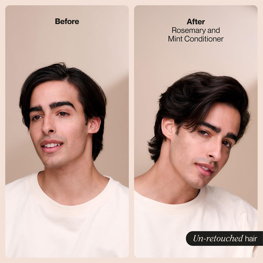 Illustration of rosemary and mint alongside Suave conditioner for freshness
