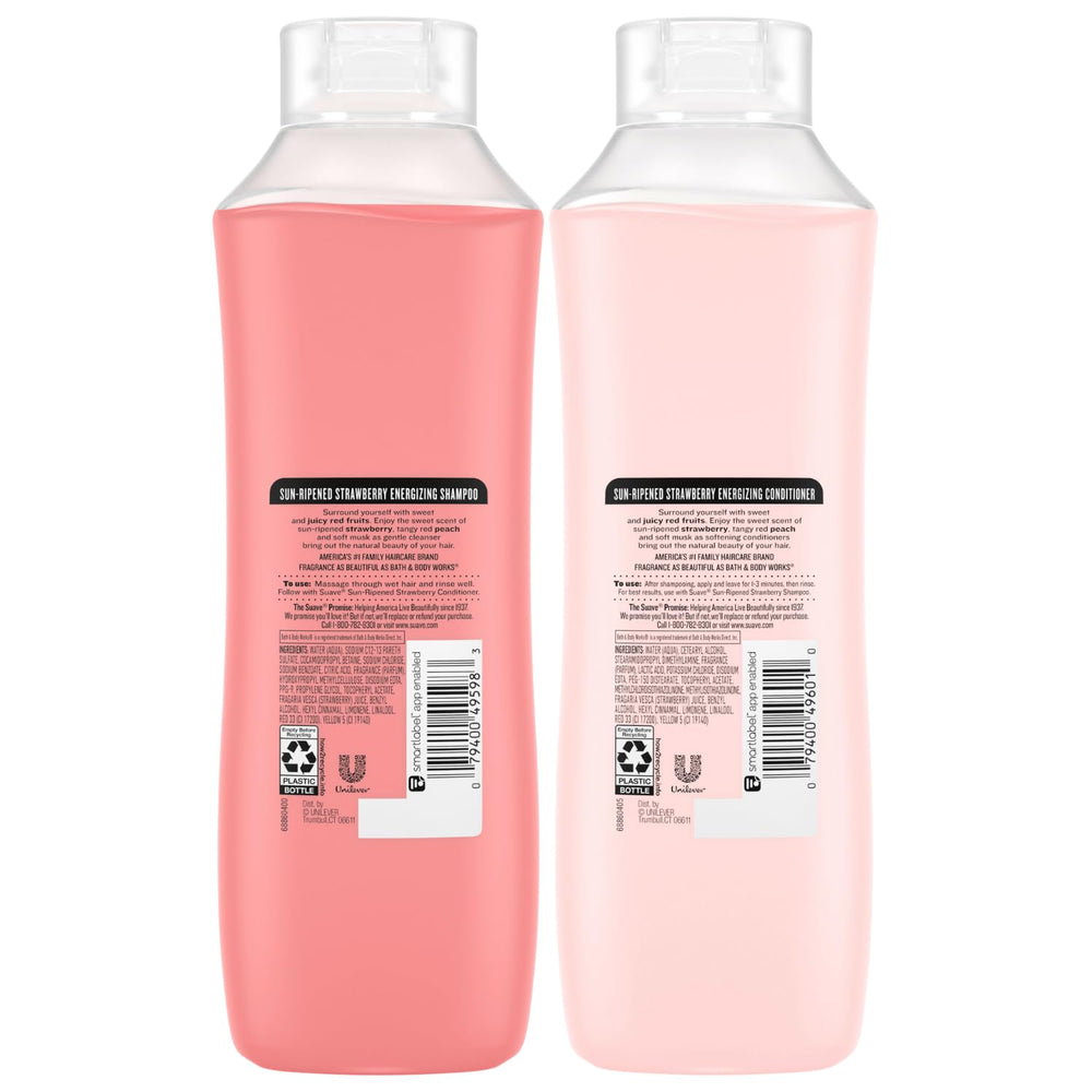 Suave shampoo and conditioner bottles in use for easy daily routine