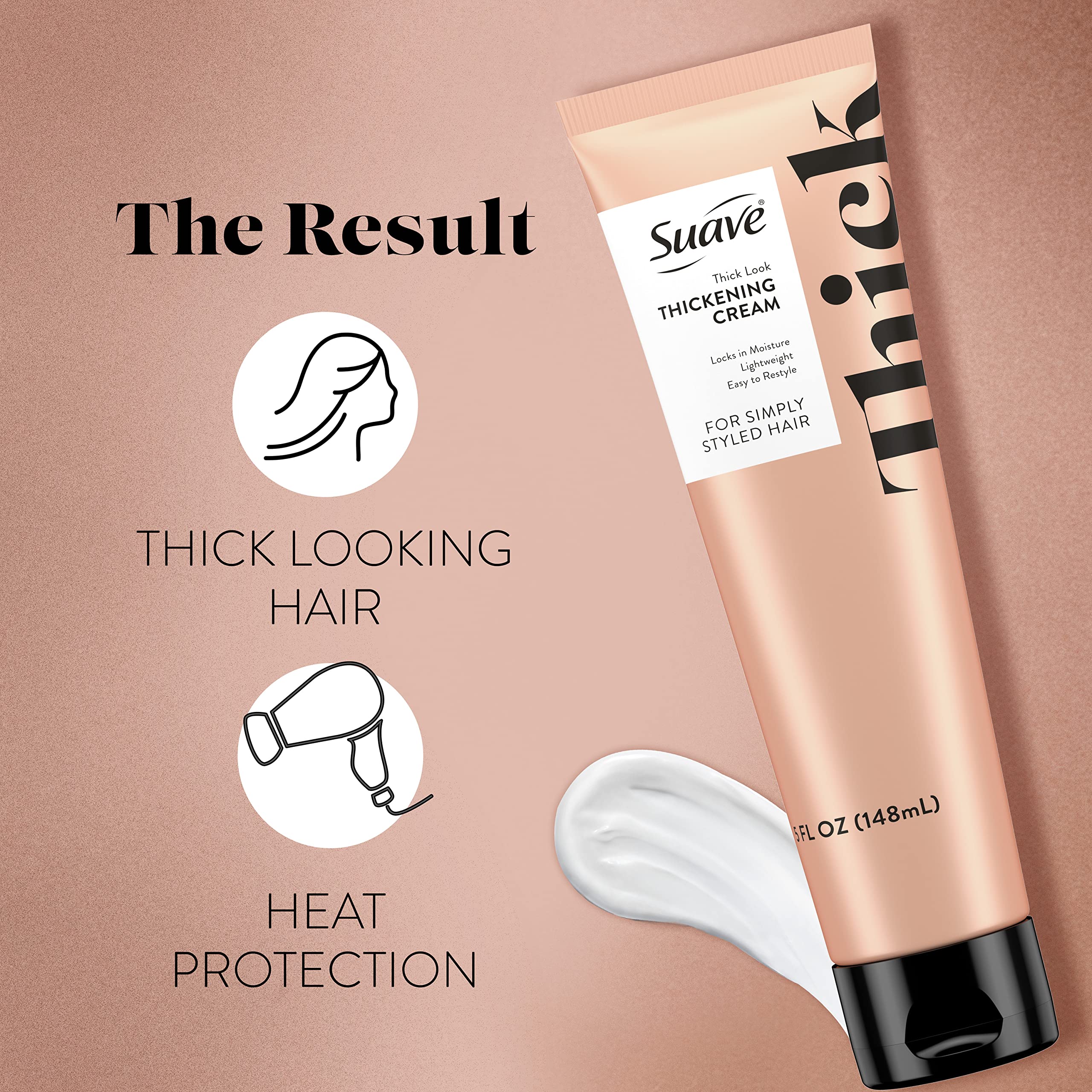Suave Simply Styled thickening cream quick-drying formula in action