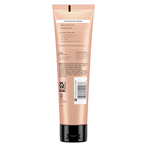 Suave Simply Styled thickening cream label shows heat protection feature