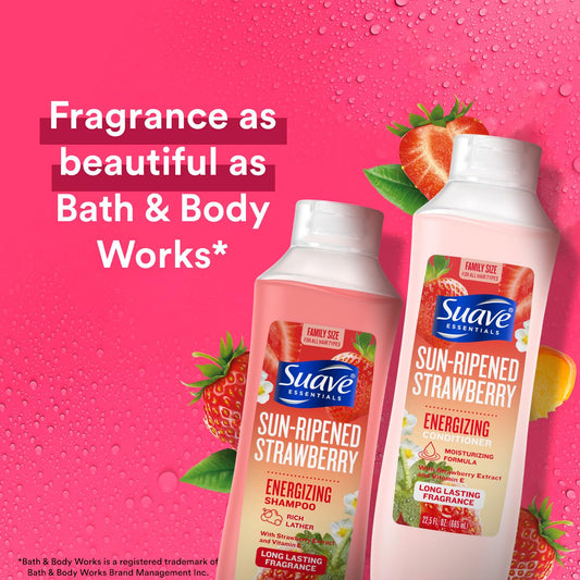 Suave Sun-Ripened Strawberry conditioner bottle for smoother, softer hair