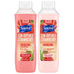 Suave Sun-Ripened Strawberry shampoo bottle pouring to refresh hair