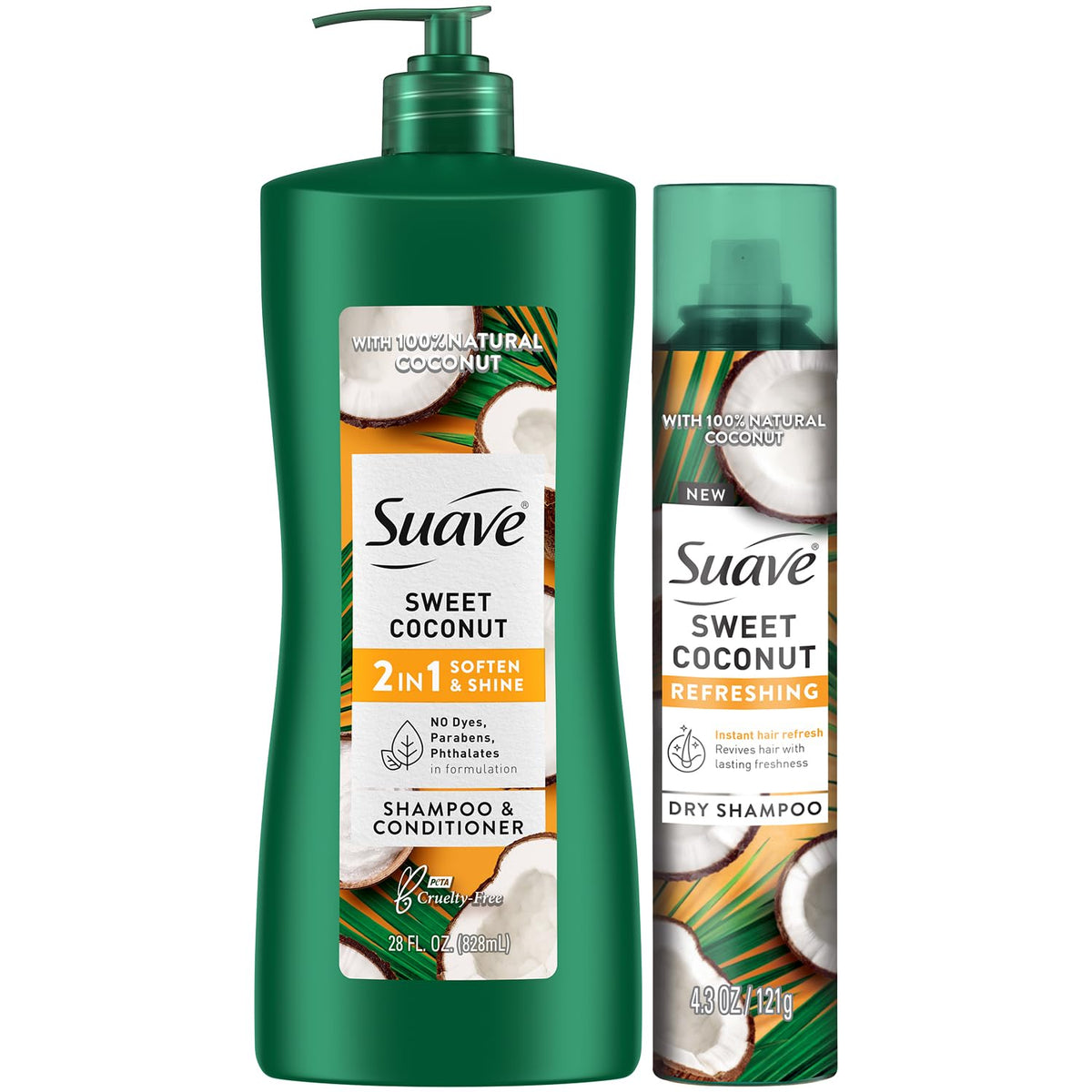 Suave Sweet Coconut 2-in-1 bottle-pump for daily cleansing with hydration.
