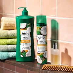 Suave Sweet Coconut package-family-size captures a generous 28 oz bottle.