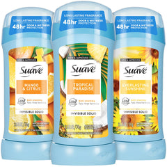 Suave Tropical Paradise deodorant stick front view showing invisible protection