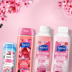 Suave Wild Cherry Blossom morning routine shot; easy start to daily self-care