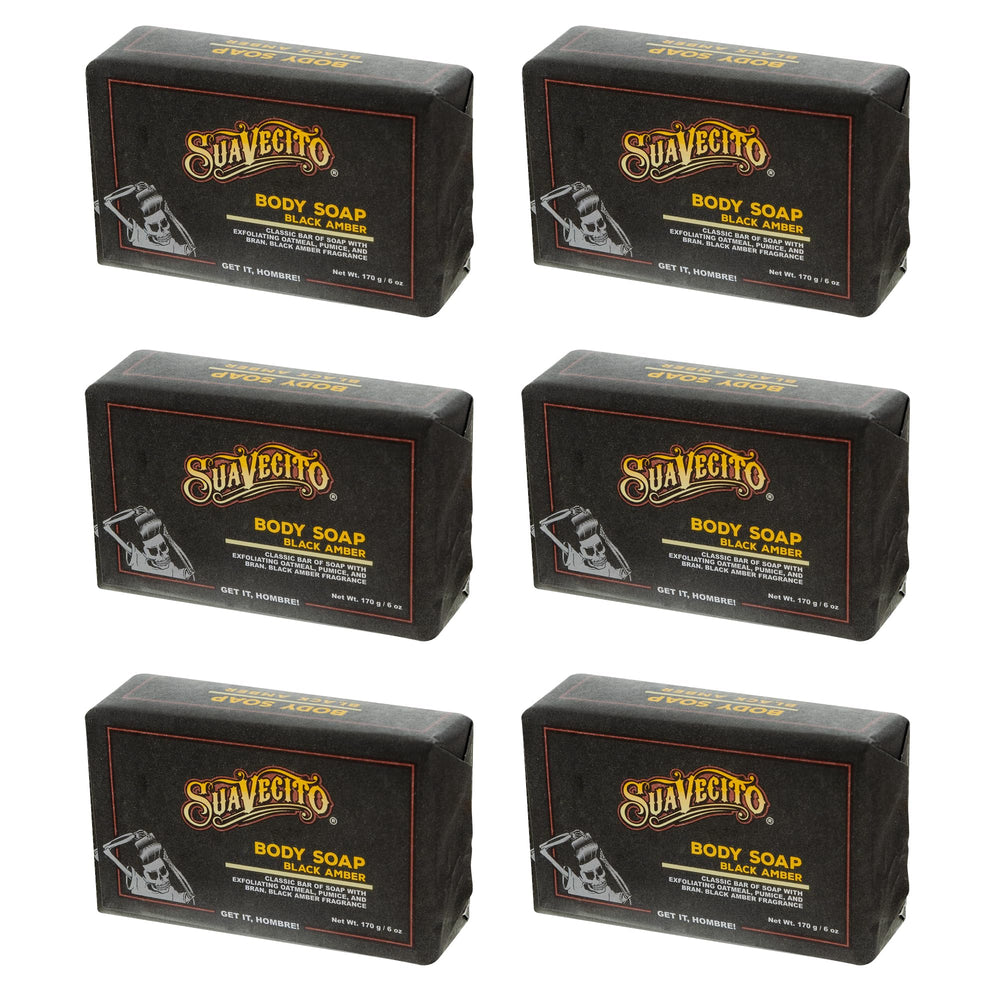 Suavecito Black Amber soap bar front view for daily cleansing and masculine scent.