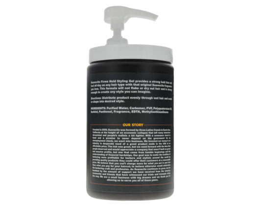 Suavecito Firme Hold gel with original fragrance for versatile styling.