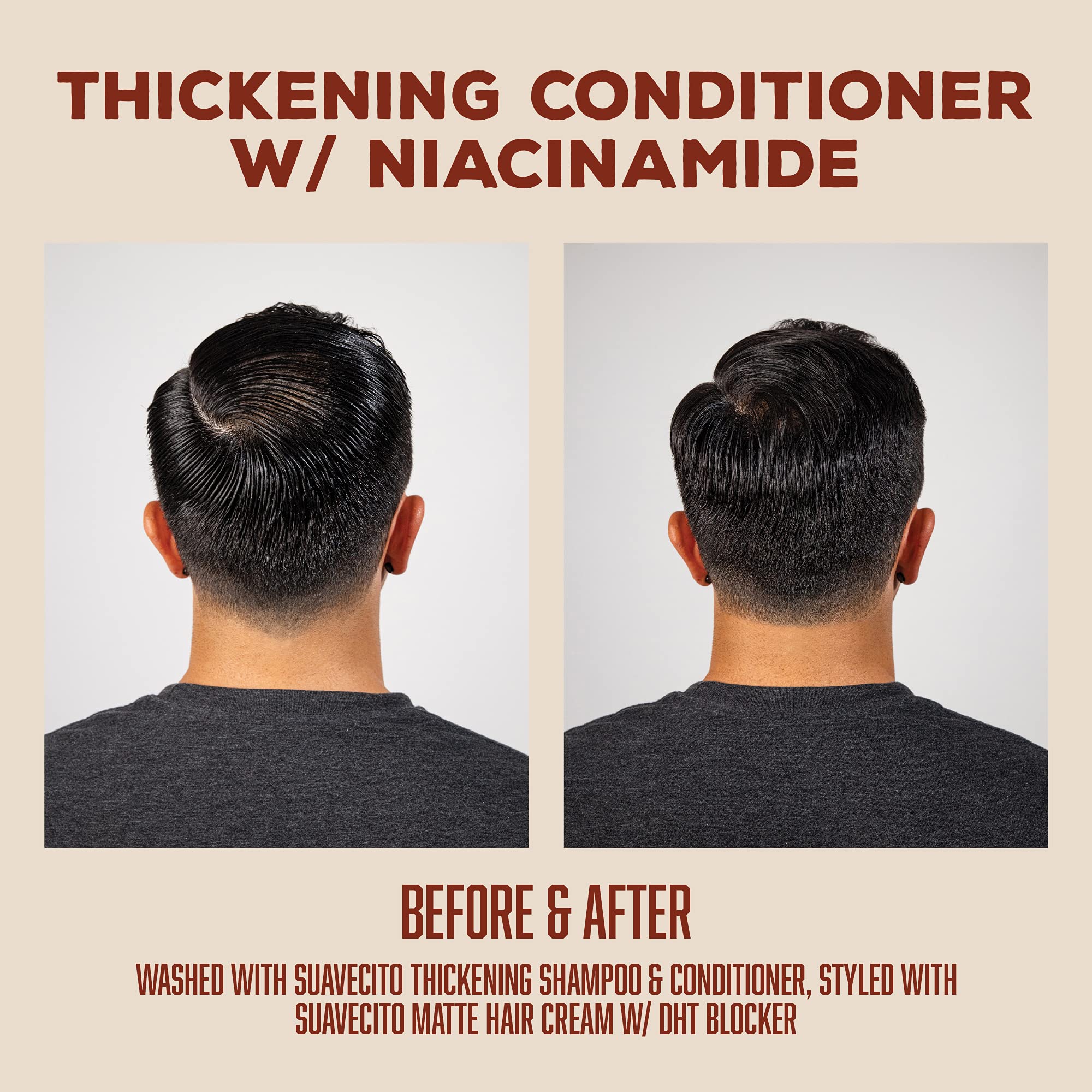 Suavecito after-use hair shot reveals smoother, more polished hair feel.
