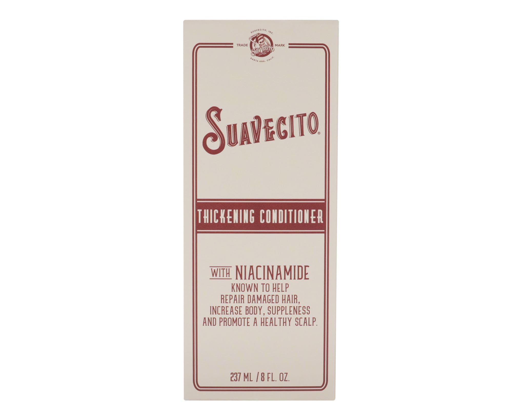 Suavecito conditioner scalp-care shot emphasizes soothing, balanced scalp and hair health.
