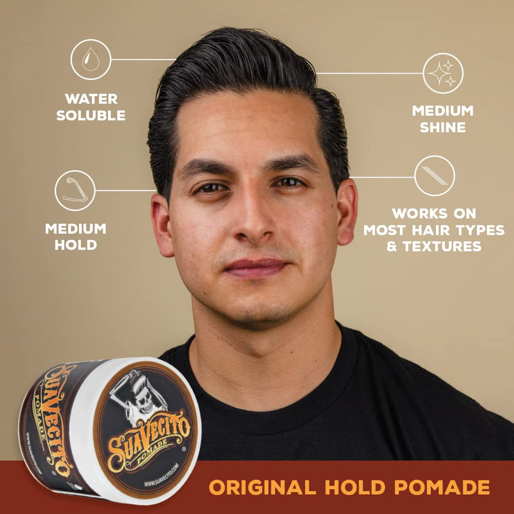 Authentic packaging box with Suavecito branding highlights value.