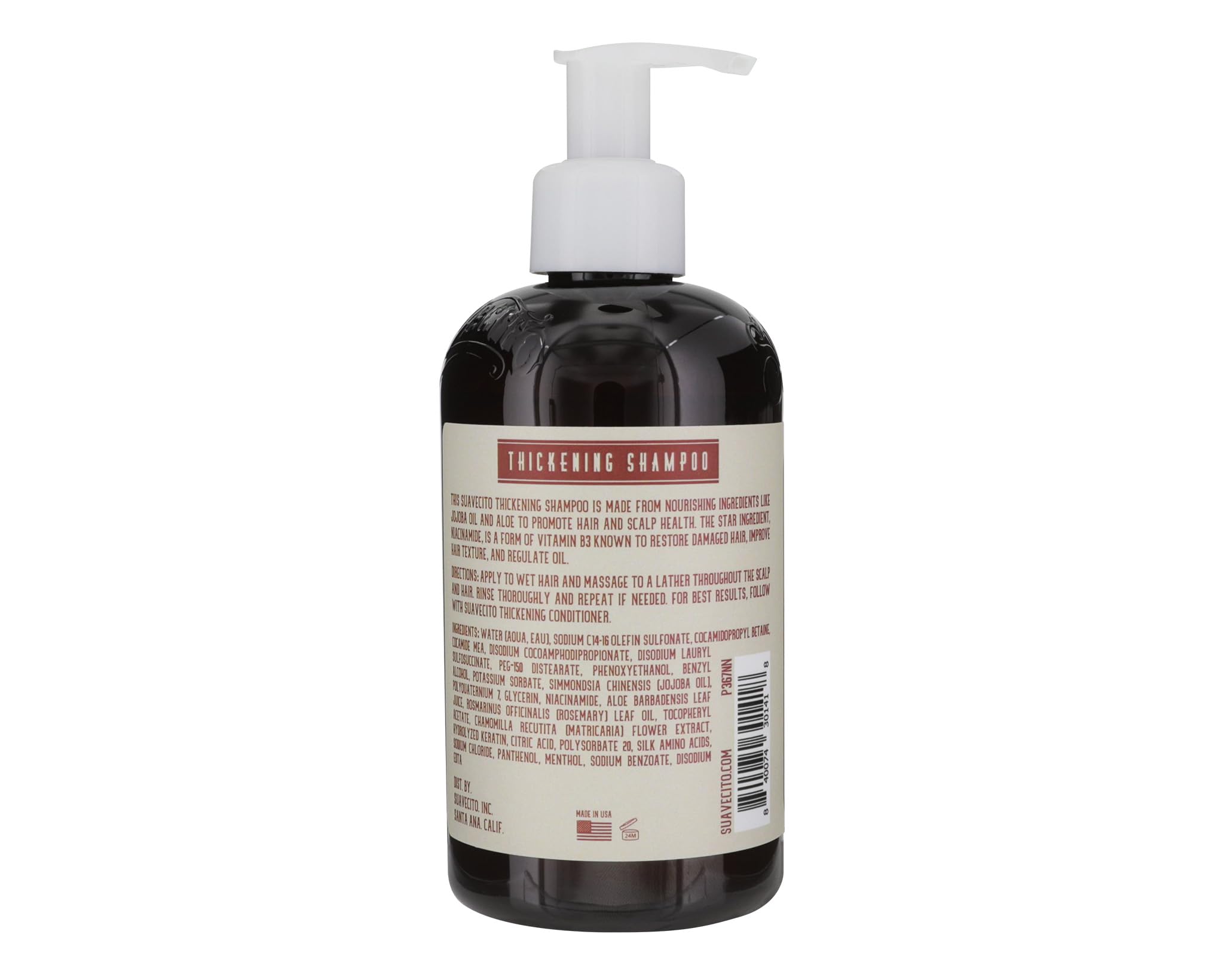 Suavecito panthenol ingredient close-up emphasizes moisture and manageable hair texture.