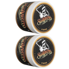 Two-pack display of Suavecito Pomade Firme Hold highlights value and versatility.
