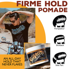 Suavecito Pomade Firme washes out with water for quick resets.
