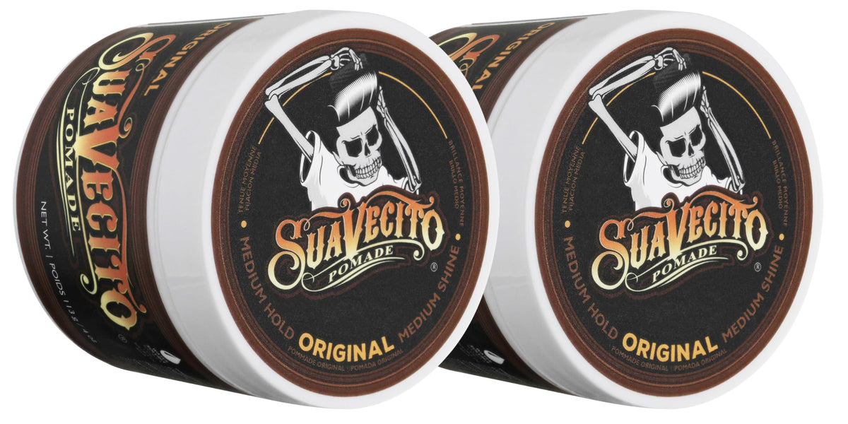 Suavecito Original Pomade bottle label front shows classic design and medium hold.